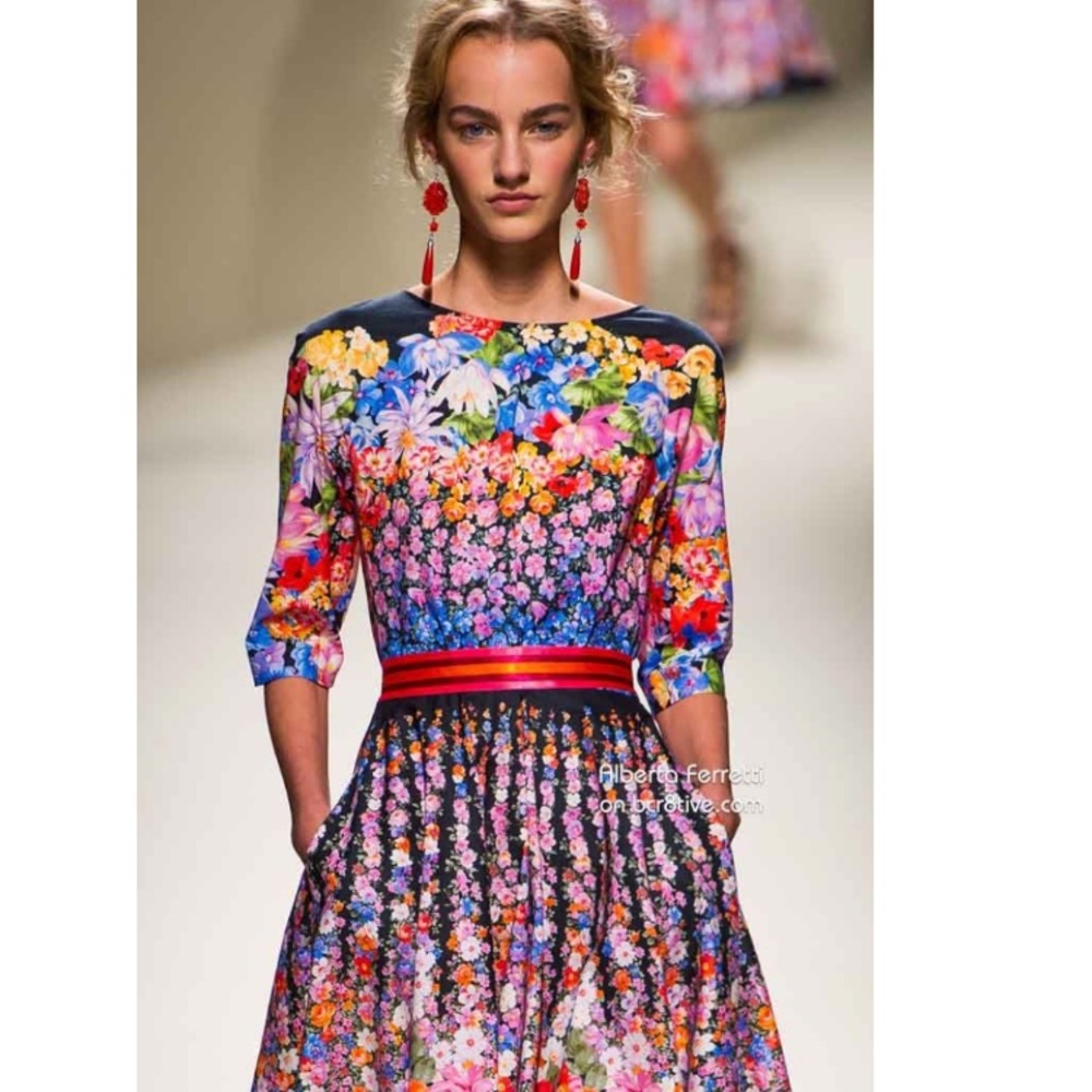 Alberto ferretti floral cocktail dress